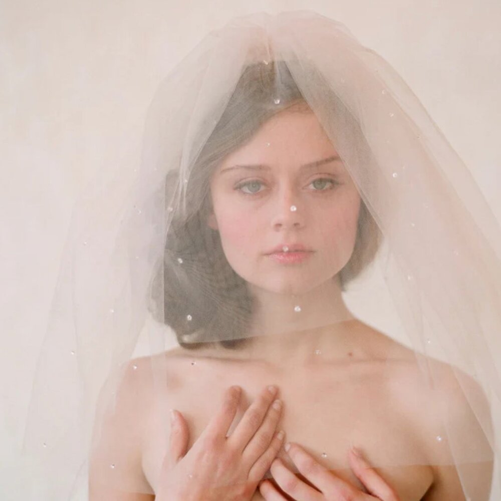 BHLDN Twigs and Honey Double Layer Teardrop White Veil